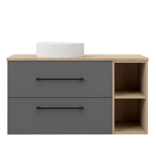 Grey Oak 1000mm Bathroom Vanity with WhiteBasin Matt Wall Hung