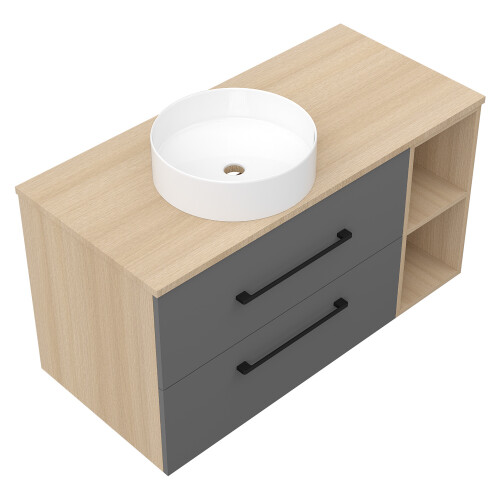 Grey Oak 1000mm Bathroom Vanity with WhiteBasin Matt Wall Hung 2