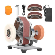 Mini Electric Belt Sander, SevenSpeed Adjustable, PlugIn And Play, AntiSlip Pad, DIY Woodworking And Metal Grinding