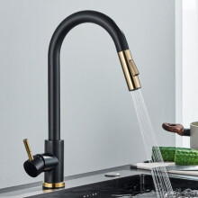 Kitchen Faucet, 360 Rotatable Kitchen Mixer Tap, Black Kitchen Mixer Tap with 2 Modes, High Pressure Kitchen Faucets, Kitchen Mixer Tap with Spray