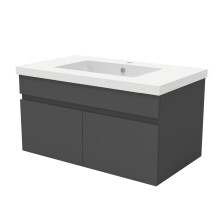 Grey 800mm Bathroom Vanity Unit with White Resin Basin Matt 2 Doors