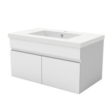 White 800mm Bathroom Vanity Unit with White Resin Basin Matt 2 Doors