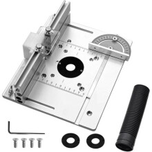 Pcs Silver Aluminum Router Table Insert Plate, Cutting Engraving Auxiliary Tool with Miter Gauge Guide Set for Woodworking Benches (Aluminum Alloy)