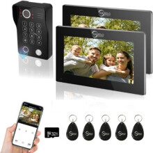 Units Video Intercom, 7 Inch Touch Screen with 1080P Wired Doorbell System, Support Fingerprint, RFID Card, Password Motion Detection, Black