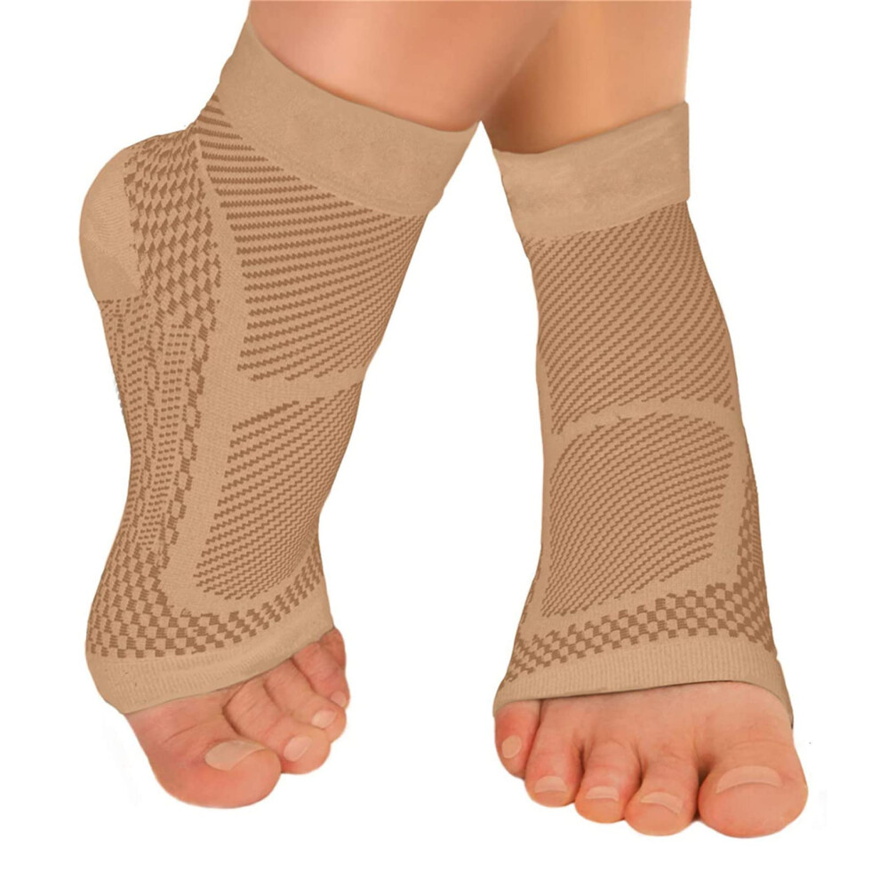 Ankle Brace with Pain Relief Compression for Plantar Fasciitis and Swelling, Nude S/M