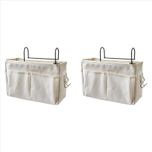 2X Bedside Hanging Pocket Storage Bag Bedside Storage Organizer Holder for Headboards Bunk Beds Dorm Rooms,White
