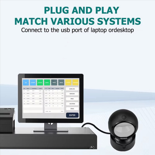 2X A5 Desktop 2D QR Barcode Scanner, Hands Free Omnidirectional USB Big Barcode Reader 1D QR Screen 1