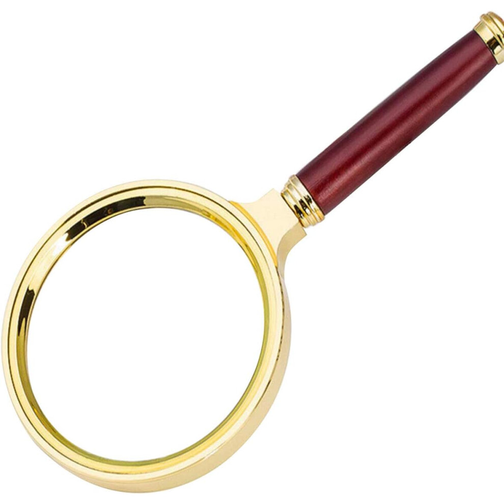 Handheld Magnifier for Home Office, Antique Mahogany Handle Portable Magnifier with Distortion-free Images, 10X Magnification for Detailed Inspection