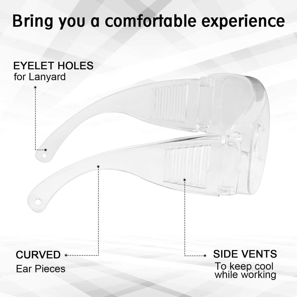Lab Safety Glasses, Comfortable Wearing Protective Eyewear For Chemistry, Woodworking, And Painting (2 Pcs) 9048212407577