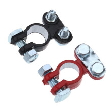 2Pcs Zinc Alloy Car Battery Terminal Connectors Red White Heavy Duty Quick Install for Reliable Power