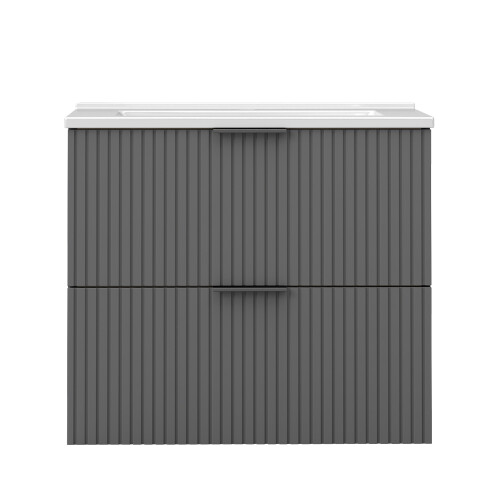 Grey 600mm Bathroom Vanity Unit with White Basin Matt Wall Hung 2