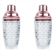 2X 13Oz Glass Cocktail Shaker Set - Glass Shaker for Cocktails, Drink Shakers Cocktail and Cocktail Shakers Rose Gold