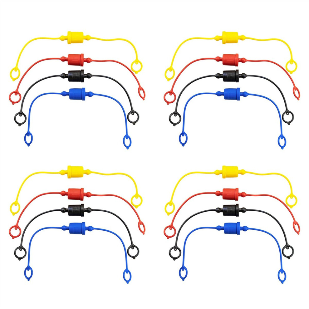 16 Sets Hydraulic Quick Coupler Male Dust Cap And Female Plug Cover, Rubber Dust Caps/Plugs(Iso-A 1/4Inch) 4853239020334