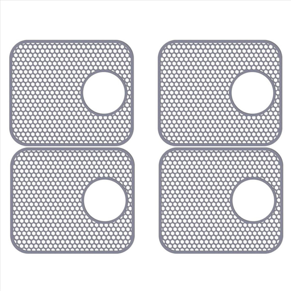 Silicone Sink Mat, 4 Pack Sink Protectors For Kitchen Sink With Rear Drain, Folding Non-Slip Heat Sink Mat 4853239018782