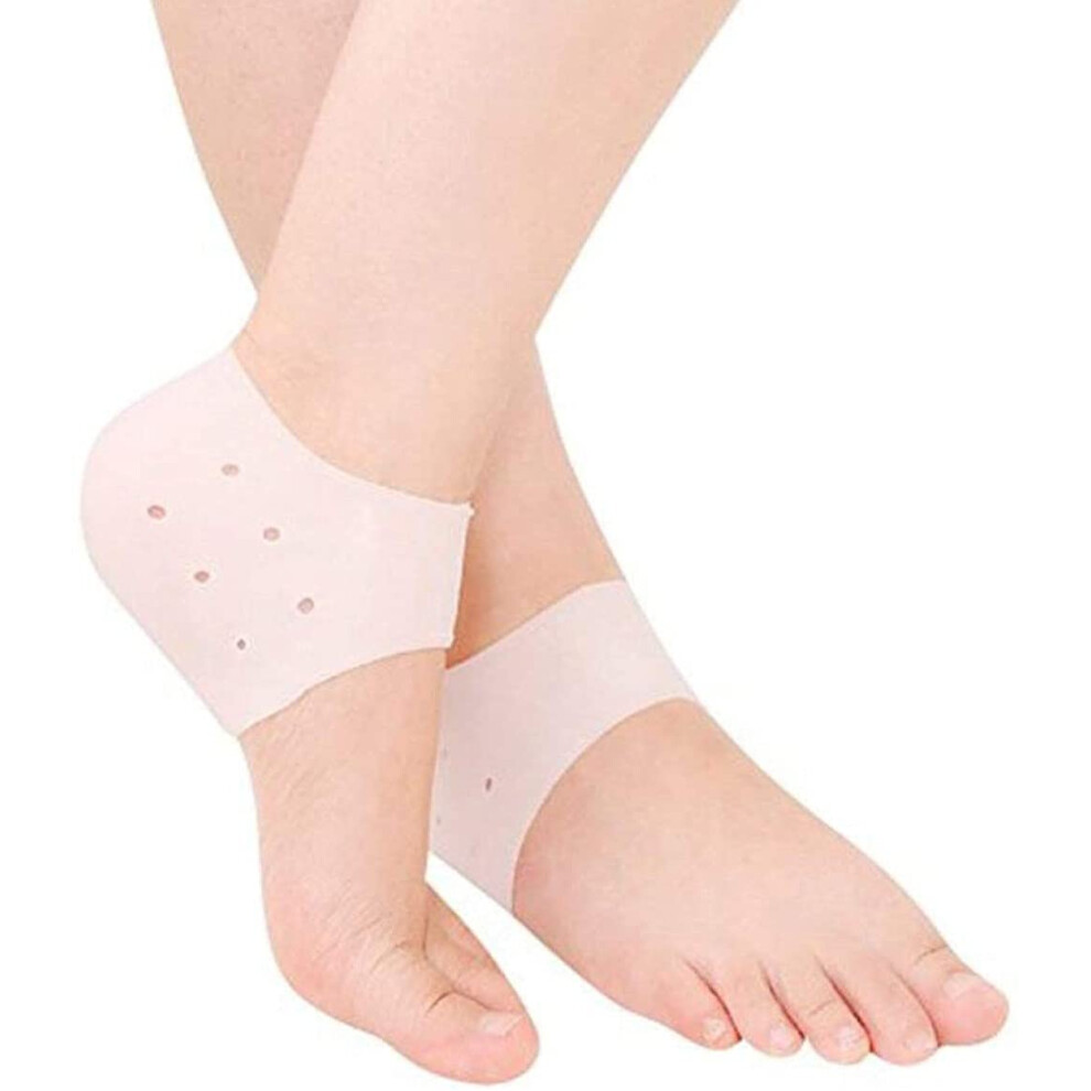 Moisturizing Heel Socks for Cracked Heel Treatment, Breathable Gel Foot Care Protectors 2 Pairs