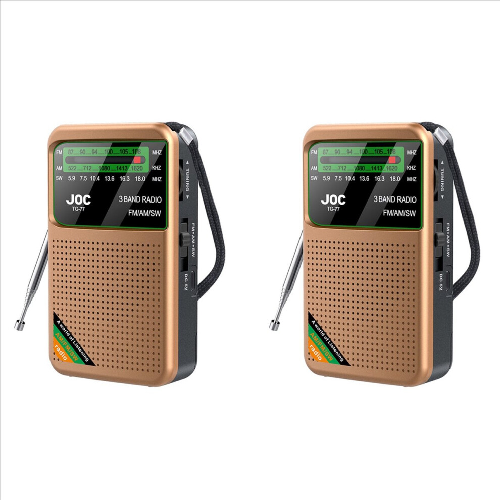 2X Pocket Radio Portable Mini Full Band Radio Am/Fm/Sw Radio With Rechargeable Battery Support Earphone Miniradio D 4853239029542