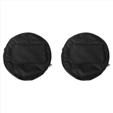 2X Compact Snare Drum Bag Backpack Case with Shoulder Strap Outside Pockets Musical Instrument Accessory Black 40x18cm