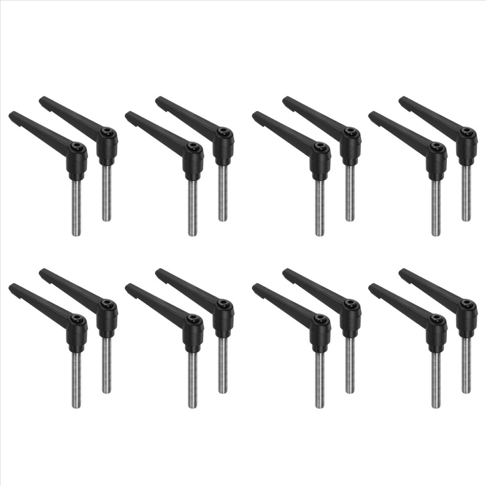 16Pcs Clamping Lever Handles, M10 X 60Mm 304 Stainless Steel Threaded Male Stud, Adjustable Handles, Black 4853239011639