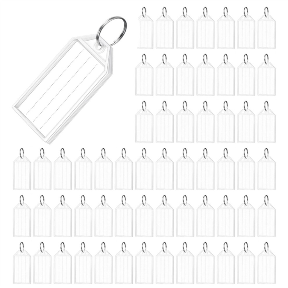 300 Pieces Key Tags 2 Inch Plastic Key Chain Tags With Ruled Blank Transparent Covers And Item Identifiers 4853239025995