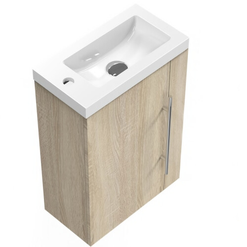 Oak Bathroom Vanity Unit with White Basin 2