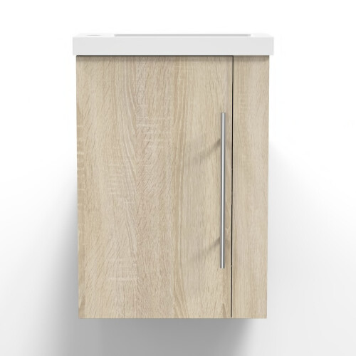 Oak Bathroom Vanity Unit with White Basin 1