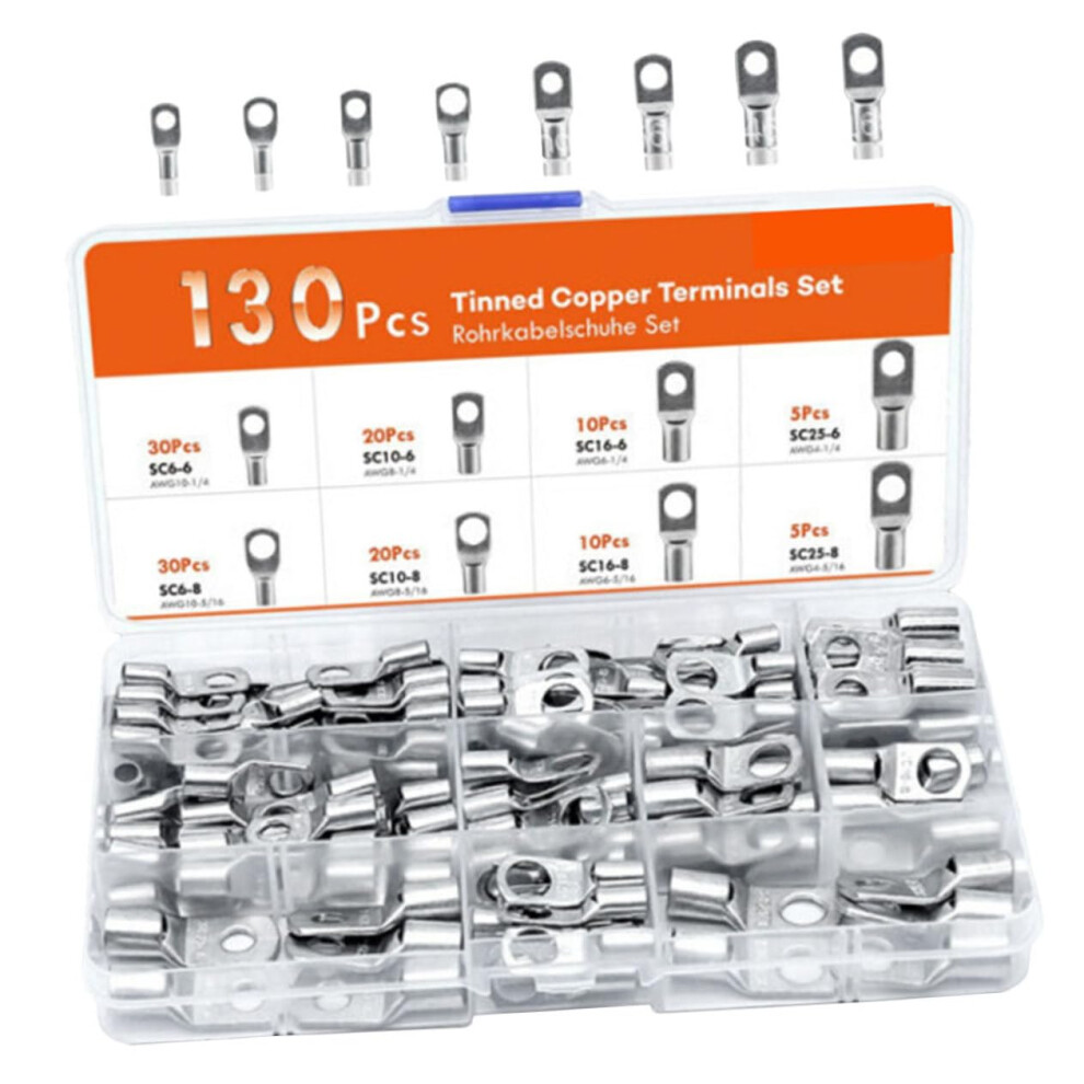 130Pcs Copper Wire Crimp Connectors Kit For Reliable Electrical Terminal Blocks And Home Wiring 9365049301350