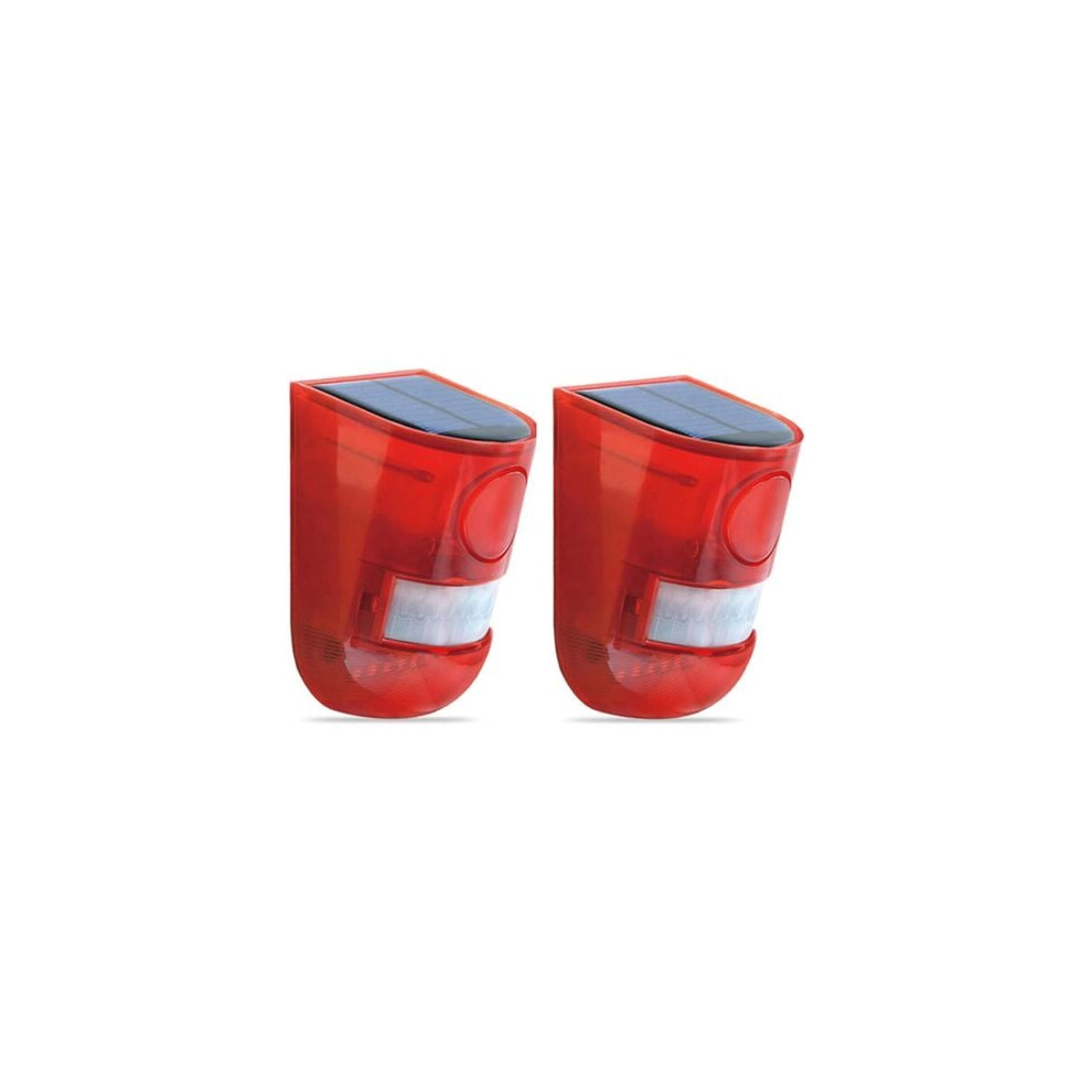 Solar Led Alarm With Infrared Motion Sensor With 110Db Siren And Strobe Light For Home Garden Carport Security Alarm System 2Pcs 6974139609219