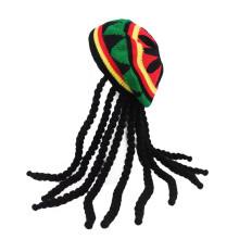 Dreadlocks tresse perruque chapeau pour adulte tricoté-Noir