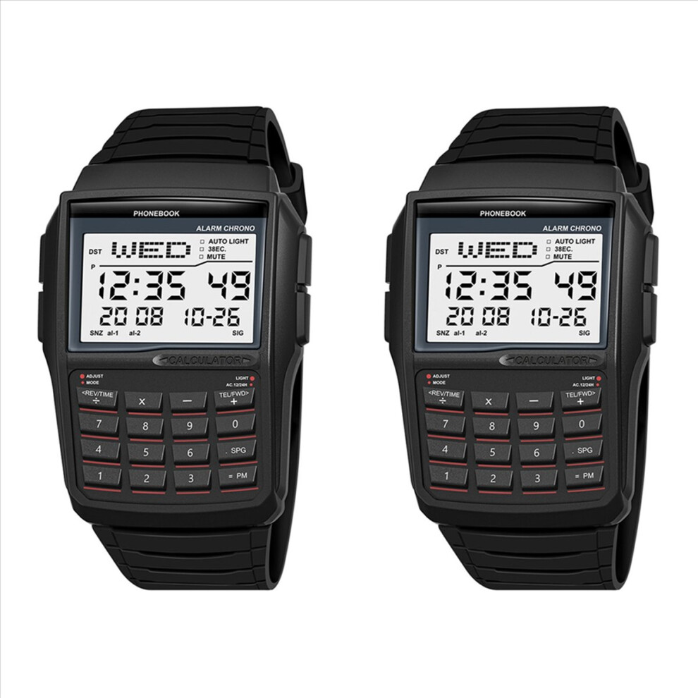 2X Led Electronic Watch Digital Sports Multifunction Calculator Watch Waterproof Watch Computer Style 4853239013084