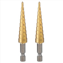 2pcs 3-12mm HSS Straight Groove Step Drill Bit Wood Metal Hole Cutter Core Drill Bit Pagoda Drill Bit