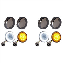 8PCS Smoked Front Turn Signals LED Lights Panel Motorcycle 1157 Insert Kit for Dyna Road Street Glide