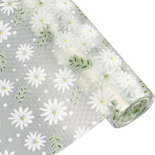 Cabinet Liner for Home Storage, Easy to Cut Shelf Liner for Pantry Fridge, Transparent Daisy Pattern Non-Adhesive Drawer Liner with Thick & Durable Bu