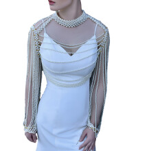 Collier de chaîne de soutien-gorge fait à la main, bijoux-Blanc