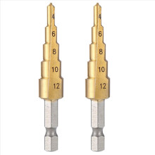 2pcs 4-12mm HSS Straight Groove Step Drill Bit Wood Metal Hole Cutter Core Drill Bit Pagoda Drill Bit