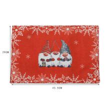 Decorative Christmas Gnome Placemats, Heat Resistant Place Mats Non-Slip For Indoor Outdoor Use, Durable Linen Fabric 4-Piece Set