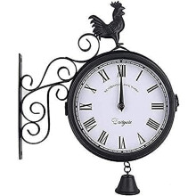 Wall Clock Double Sided, Art Clock, Retro Style Outdoor Indoor Garden Clock, Sturdy Durable, Easy To Read Wall Decor