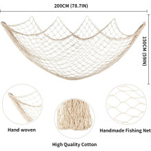 Fish Net Wall Decoration, Ocean Themed Wall Hangings, Nautical Themed Cotton Fishnet Room Decor for Home Bar Cafe Beach Restaurant, Mediterranean