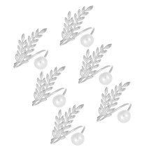 6Pc Romantics Parels En Metalen Tarwe Oor Servetten-Zilver