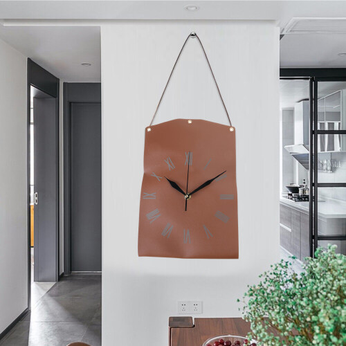 Quiet PU Leather Wall Clock with Unique Handbag Shape-Gray 2