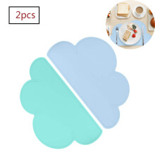 Trendy Cloud Shaped Food Placemat, Heat Resistant Portable Non-Slip Silicone Mat for Effortless Kids' Tabletop Protection (2 Pieces)