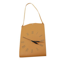 PU Leather Wall Clock in Handbag Shape Quiet-Lemon yellow