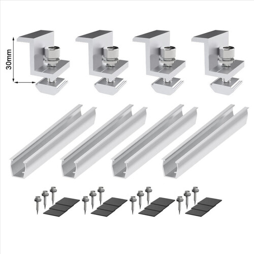 12x Solar Panel Mount Bracket Photovoltaic Panel Rail Solar Panel Mount Fastening Module with Mid 30mm 1