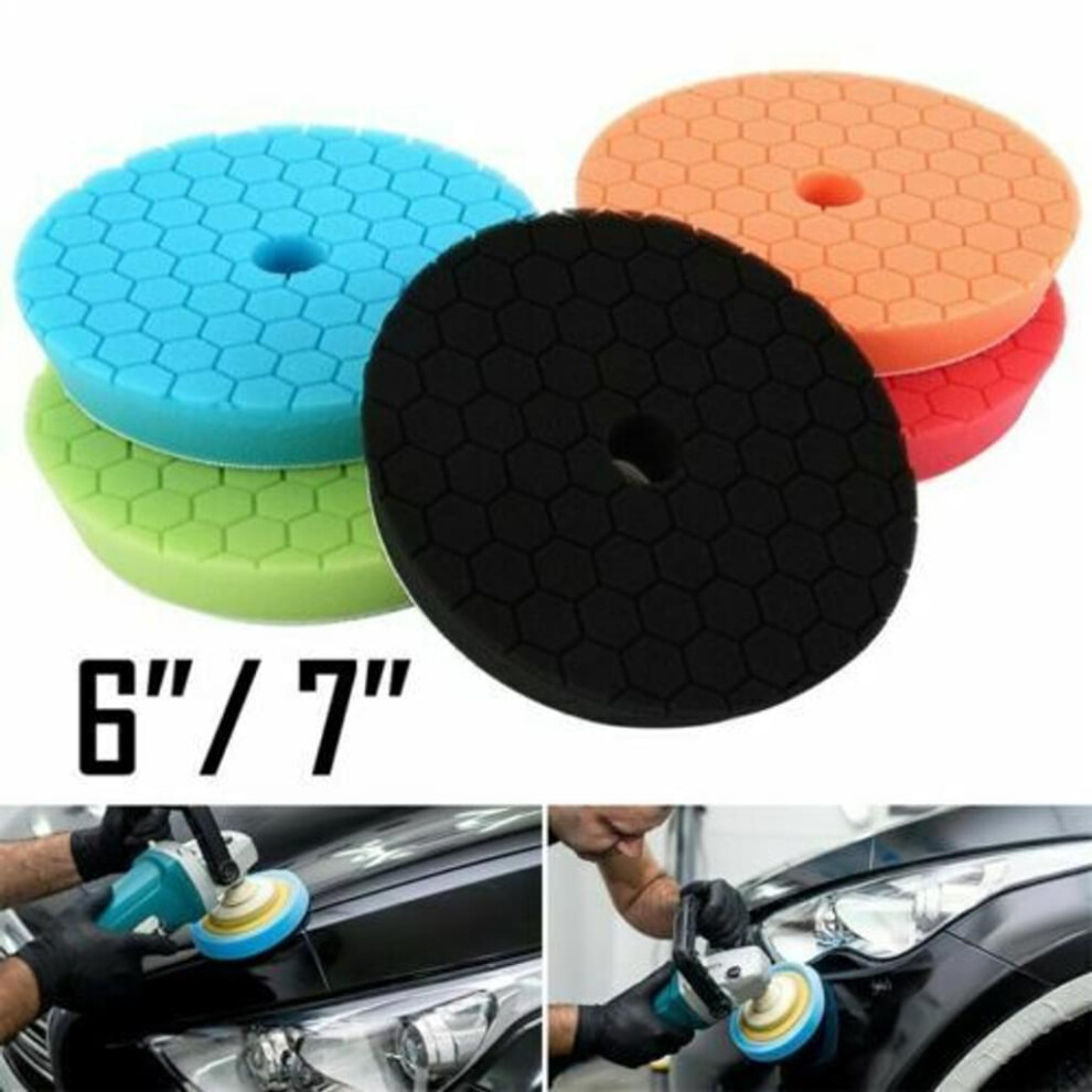 Hex-Logic Light Finishing Buffing Polishing Pads, Polyurethane For Electric Buffers, Heat Dissipation Technology, Heavy Cut Pads Included, 6 Inch, 9048212409175