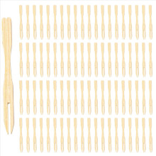 1000Pcs Bamboo Appetizer Forks, 3.5 Inch Mini Bamboo Forks ,Disposable Wooden Forks, Small Fruit Food Picks