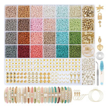 3mm Glass Seed Beads For Bracelet Making 24 Color Bead Set For Ages 612 DIY Art Crafts