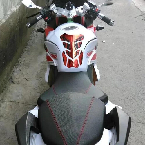 Motorcycle Tank Pad Protector Universal Fish Bone Sticker Scratch Protection Waterproof Black Silver 1