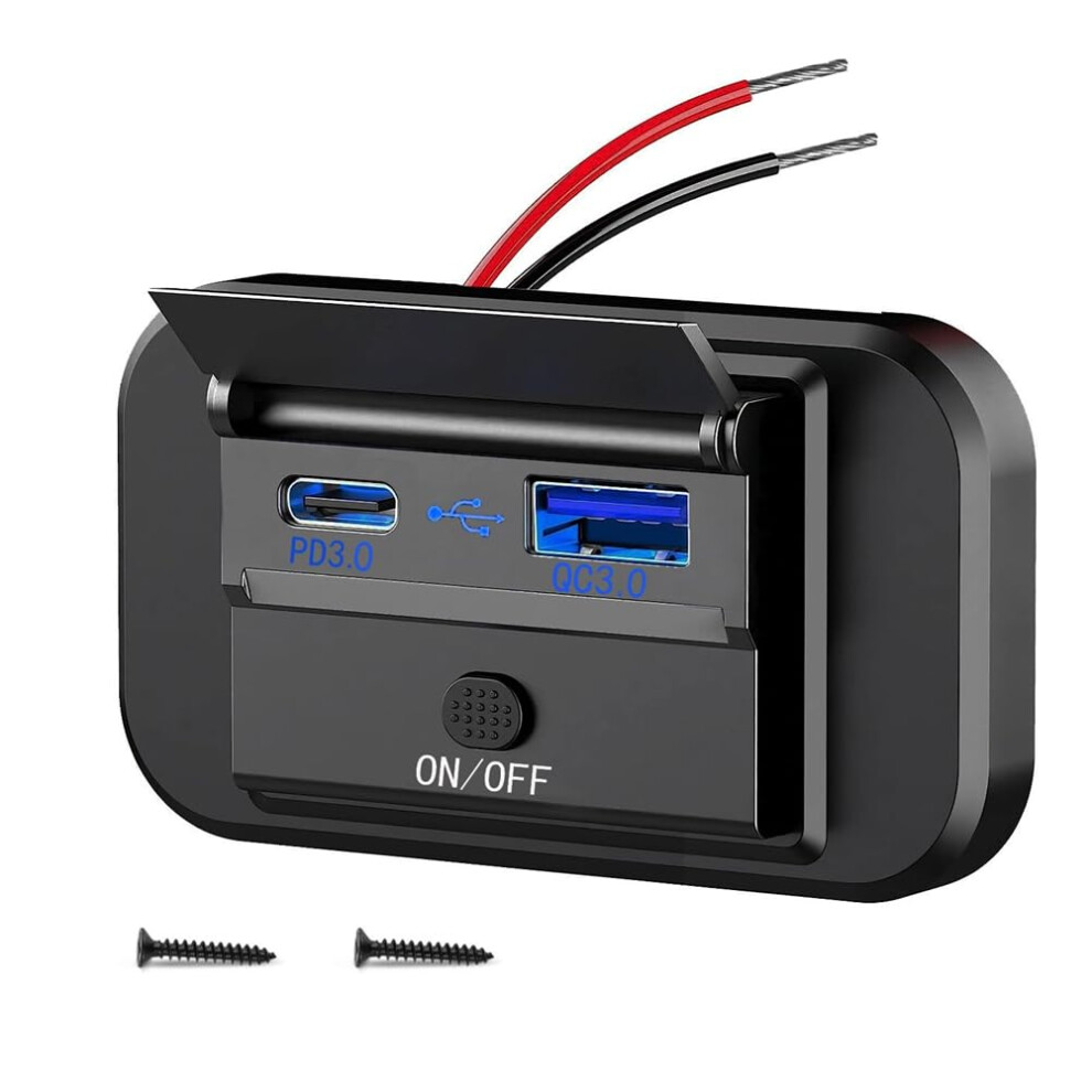 Usb Car Charger Dual Port Qc3.0 And Pd3.0 12V/24V Socket With Waterproof Dust Cover 9119770002488