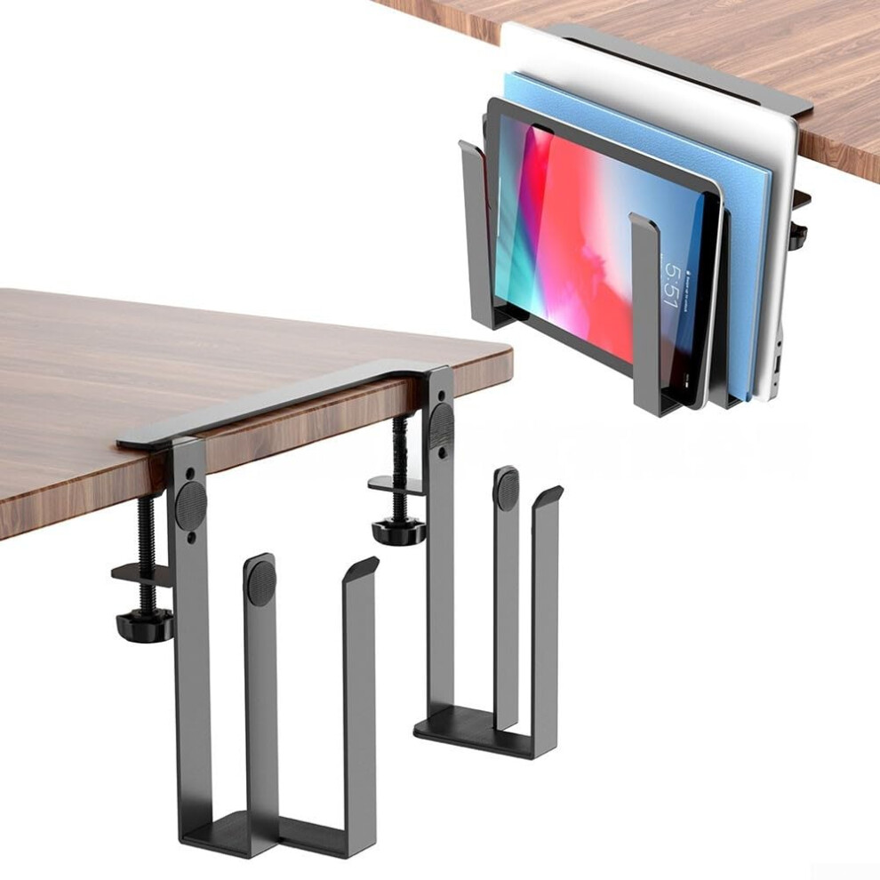 Cooling And Charging Laptop Storage Rack Aluminum Tablet Bracket For Desk Edges Ventilated Organizer Black2 9119770002495