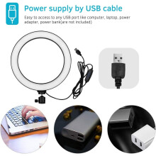 Adjustable Brightness Ring Light for Content Creators, Desktop Light with Color Temperature Control and 360 Rotation, 10 Inch USB Powered LED Lamp