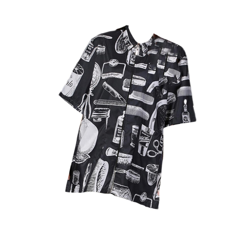 Unisex Black Stylish Hairdressing Barber Coat With Uniform Apron Pockets For Barber And Home Use Beautician Work